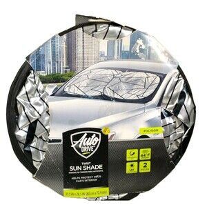 Auto Drive Sunshade Round Polygon Dual Bubble Fold Foldable UV Protection Car W